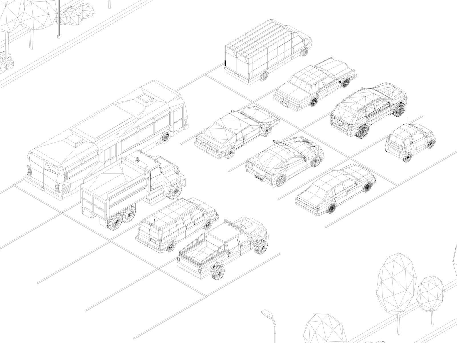 Cartoon Low Poly City Cars Pack Low-poly 3D model_13