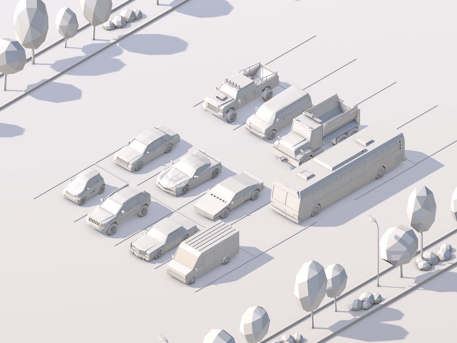 Cartoon Low Poly City Cars Pack Low-poly 3D model_7