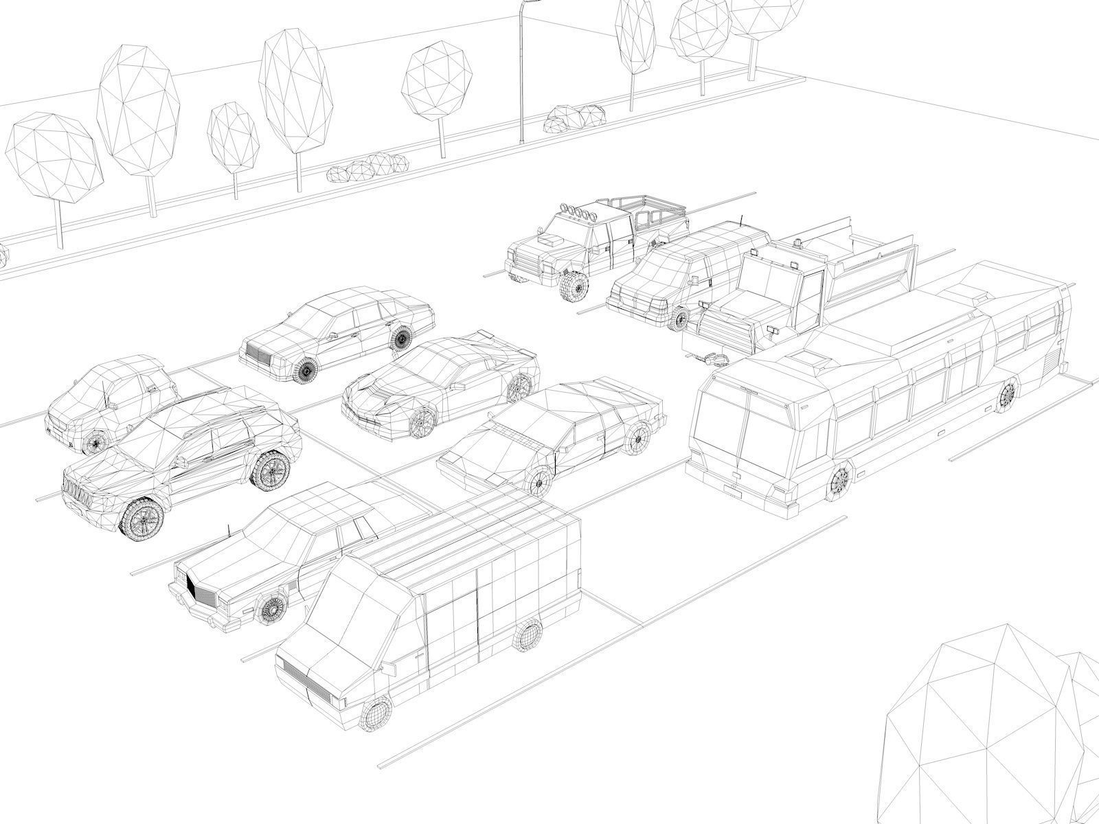 Cartoon Low Poly City Cars Pack Low-poly 3D model_11