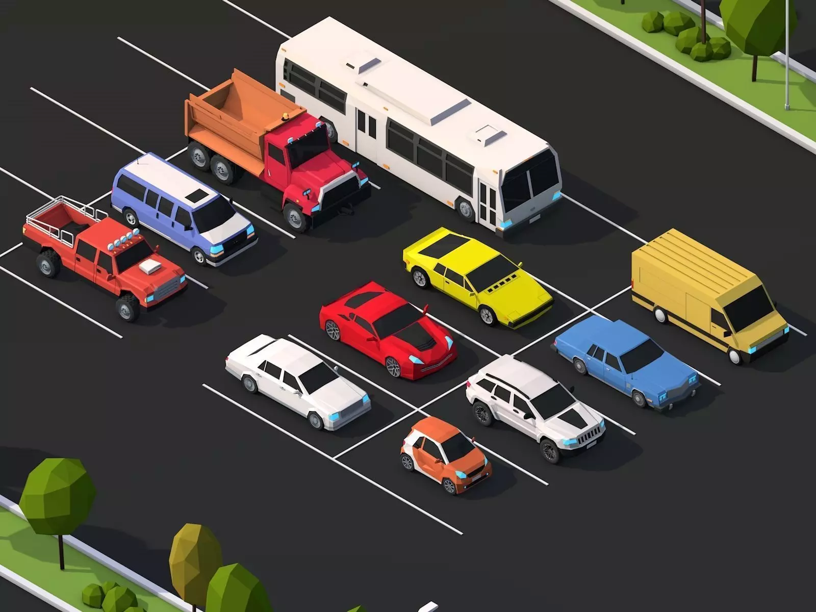 Cartoon Low Poly City Cars Pack Low-poly 3D model_0