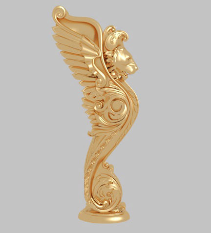 Classic 3D model of interior CNC sculpture gold inlaid 3D model_1