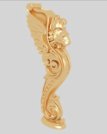 Classic 3D model of interior CNC sculpture gold inlaid 3D model_2