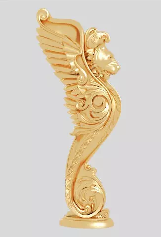 Classic 3D model of interior CNC sculpture gold inlaid 3D model_0