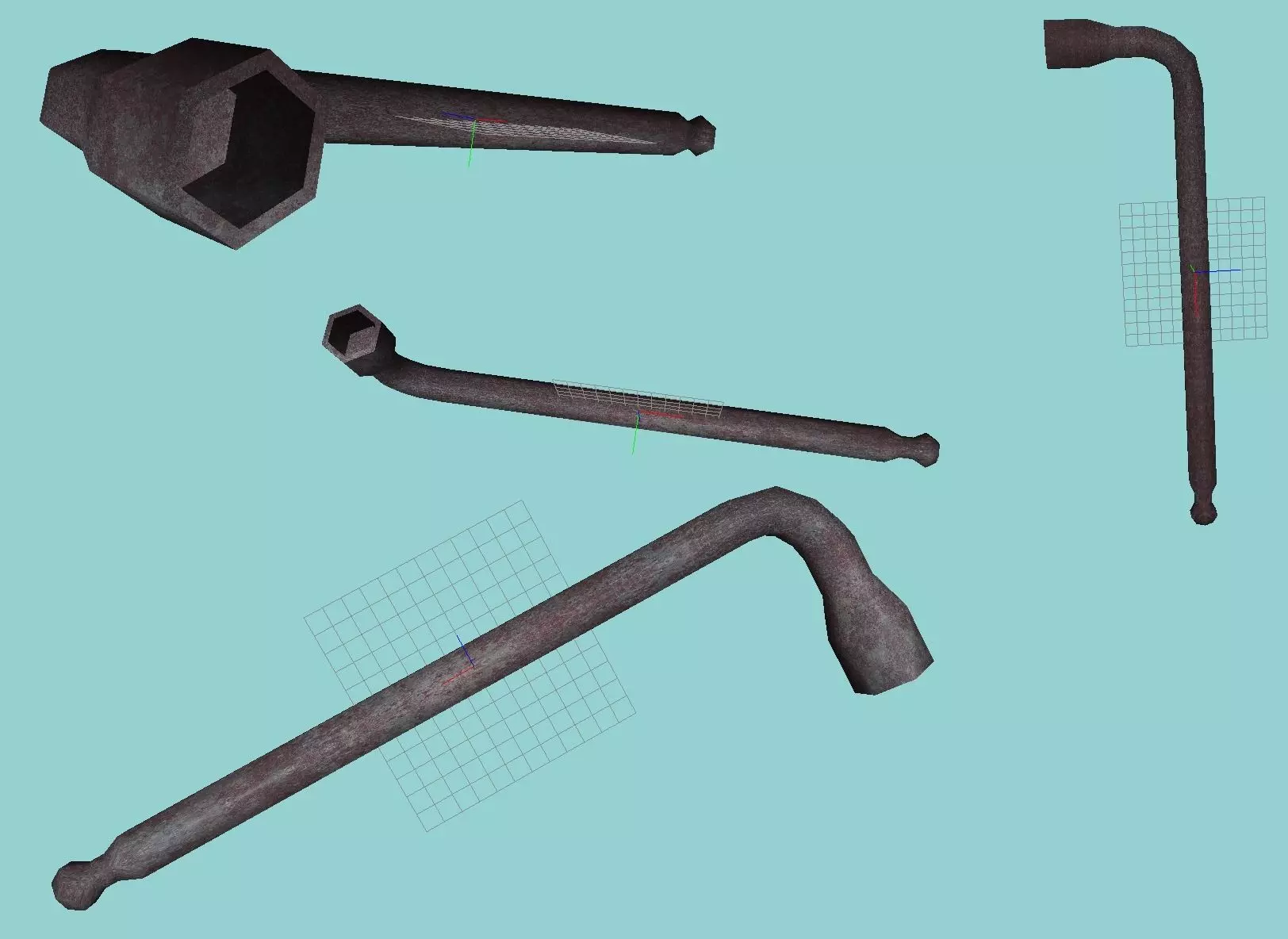 Spanner set of metal tools Free low-poly 3D model