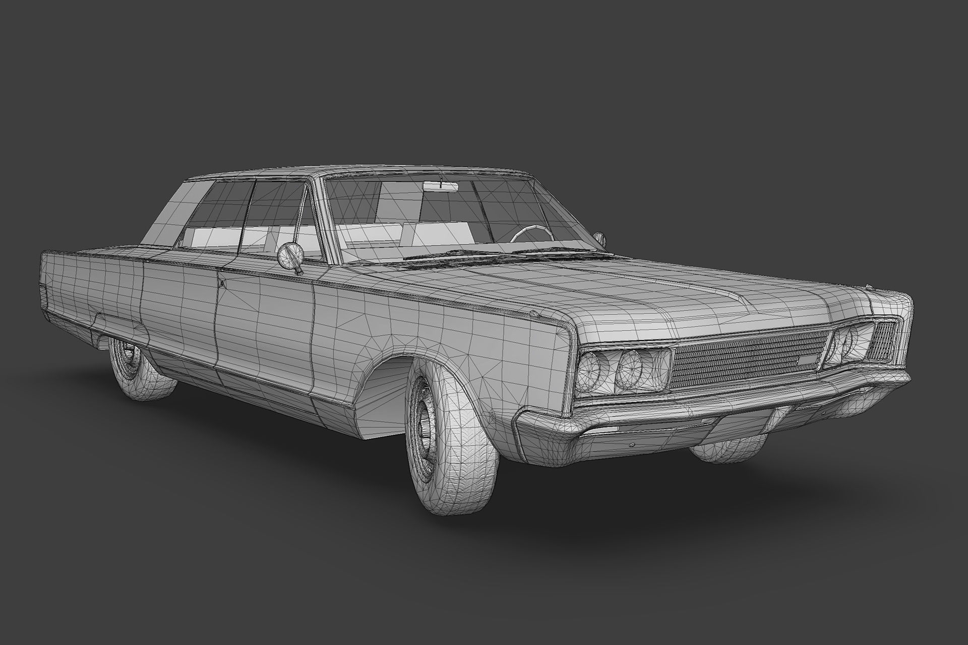 Chrystler New Yorker 1966 Low-poly 3D model_10