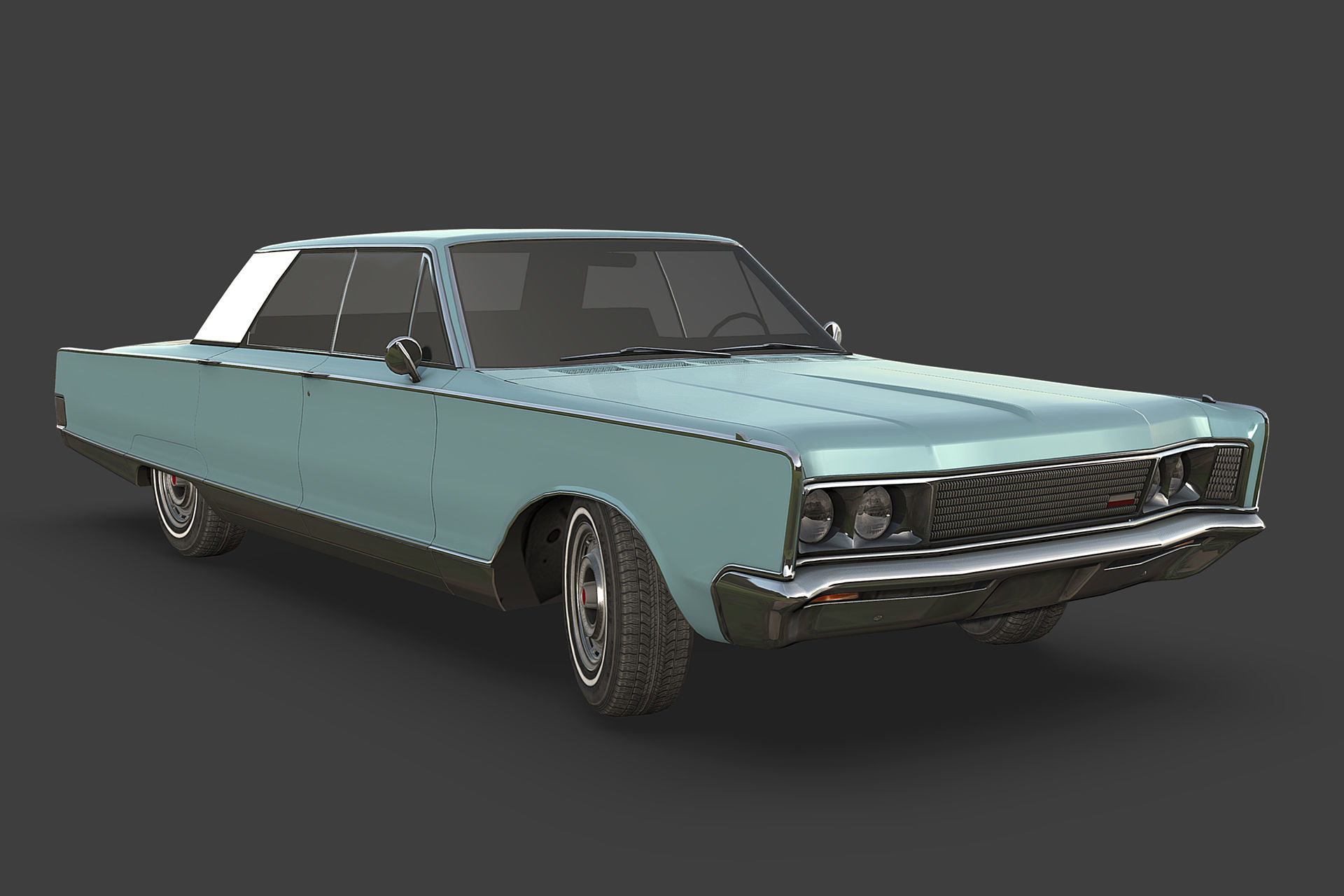 Chrystler New Yorker 1966 Low-poly 3D model_9