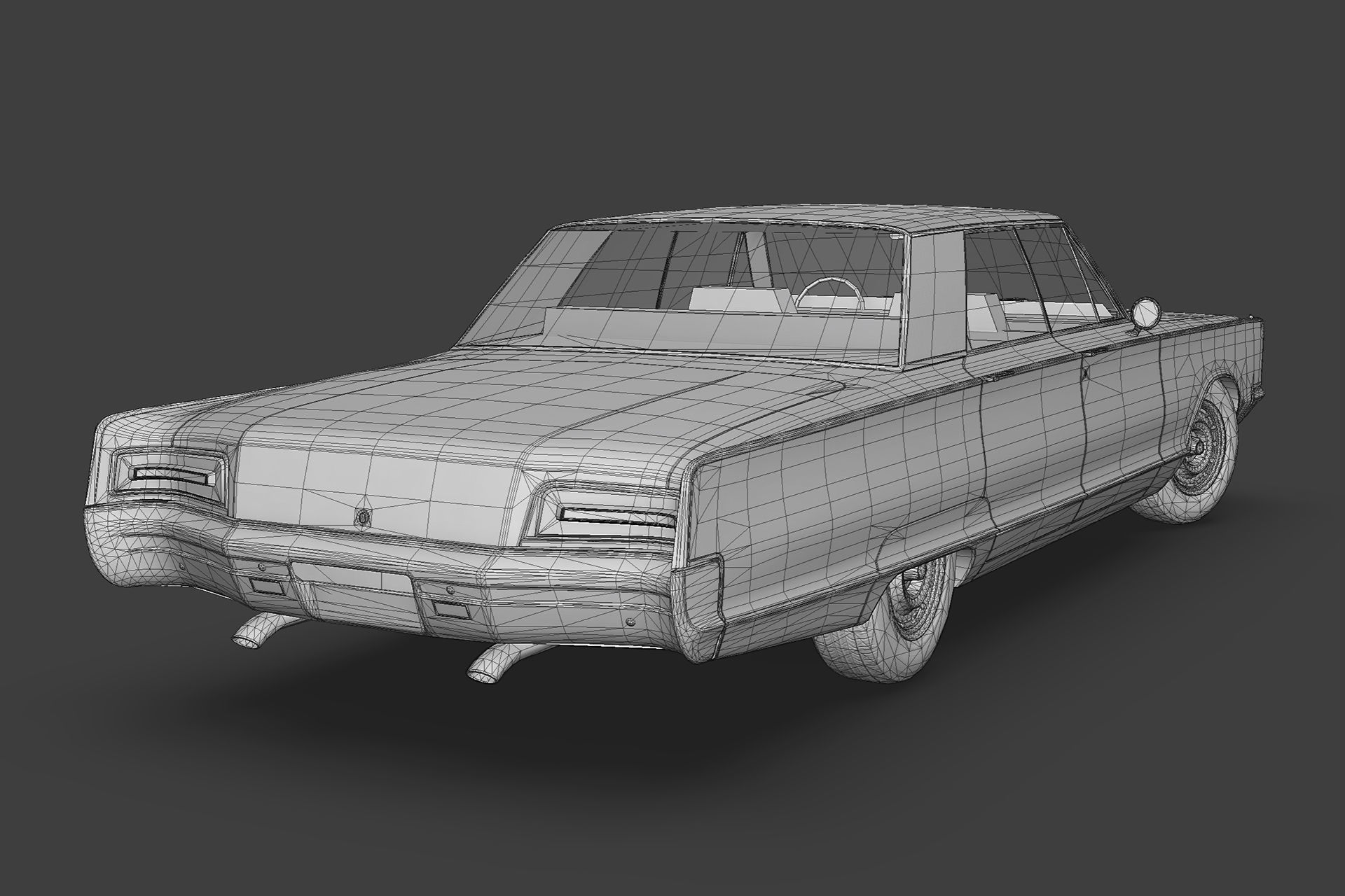 Chrystler New Yorker 1966 Low-poly 3D model_14