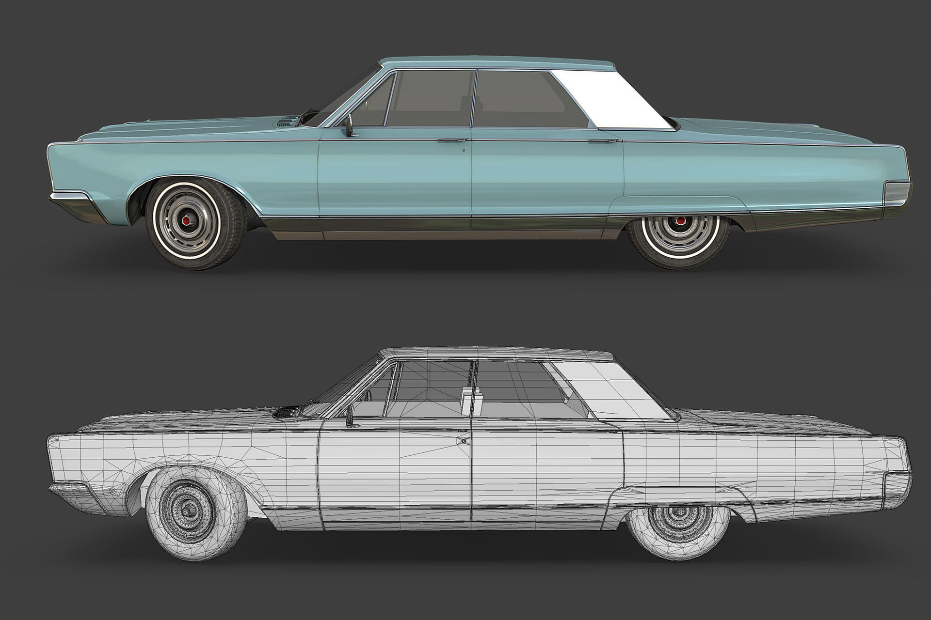 Chrystler New Yorker 1966 Low-poly 3D model_4