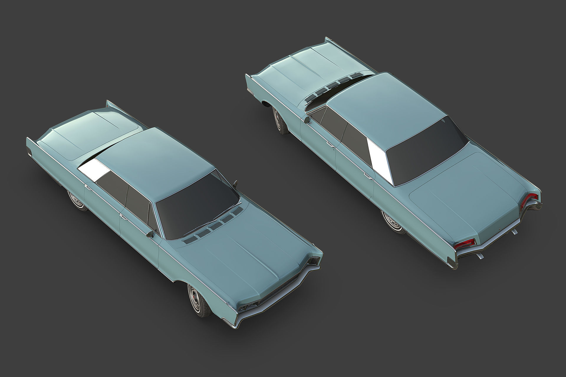 Chrystler New Yorker 1966 Low-poly 3D model_11