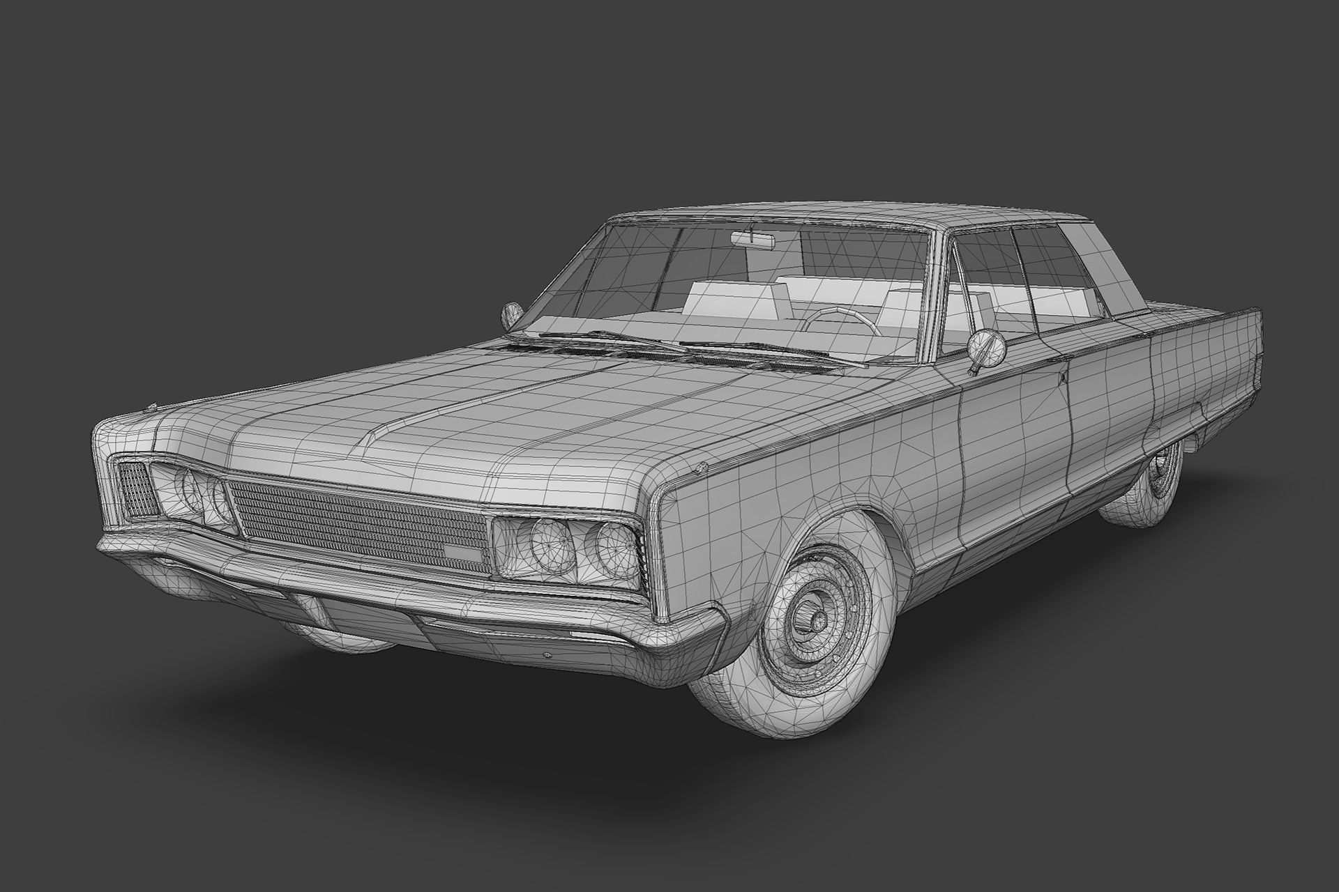 Chrystler New Yorker 1966 Low-poly 3D model_1