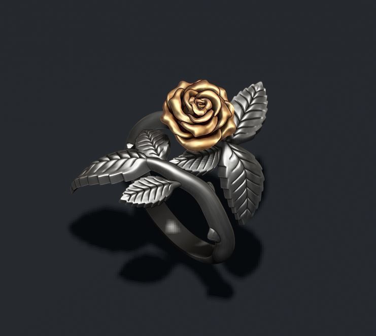 Rose ring 3D print model_5