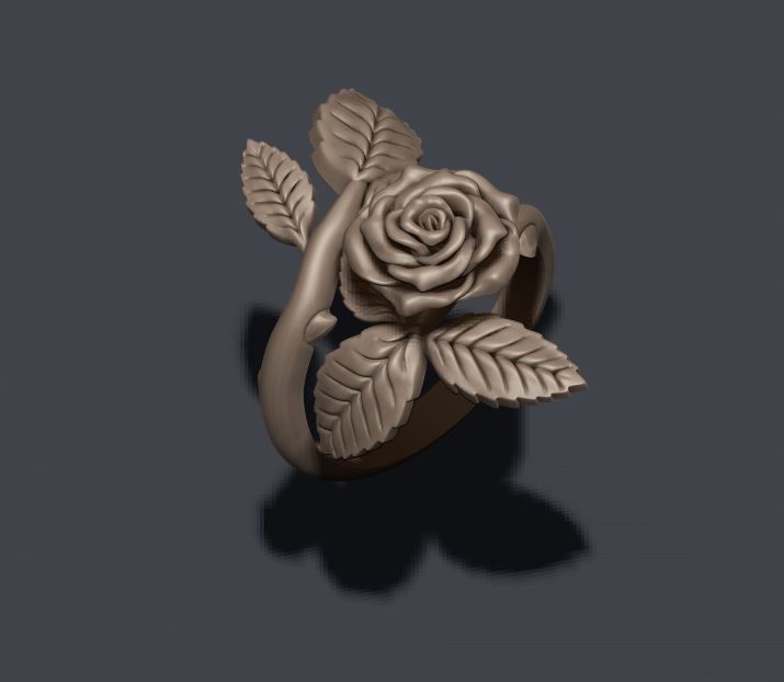 Rose ring 3D print model_4