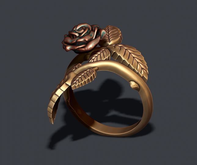 Rose ring 3D print model_8