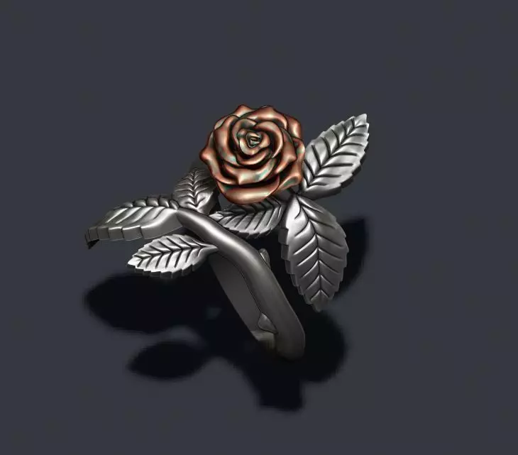 Rose ring 3D print model_0