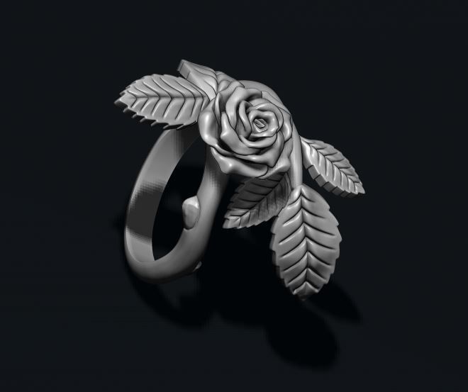 Rose ring 3D print model_7