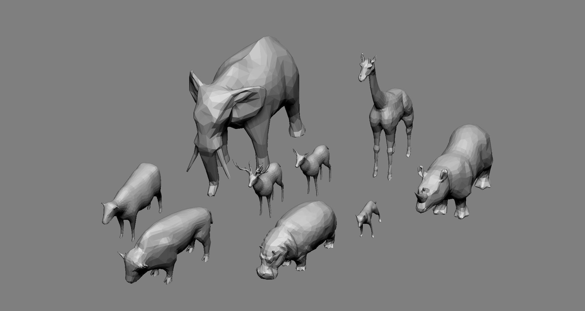 Pack of 9 low poly animals Low-poly 3D model_13