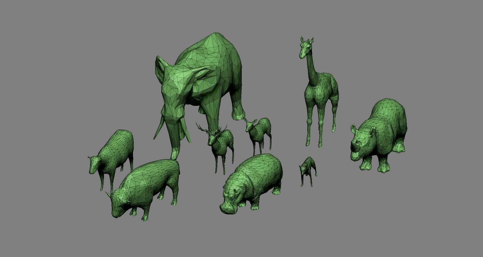 Pack of 9 low poly animals Low-poly 3D model_14