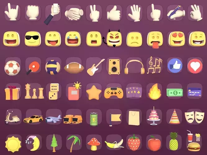 Cartoon Hand - Icon Pack - Smiley Sun Game Car Airplane Ball