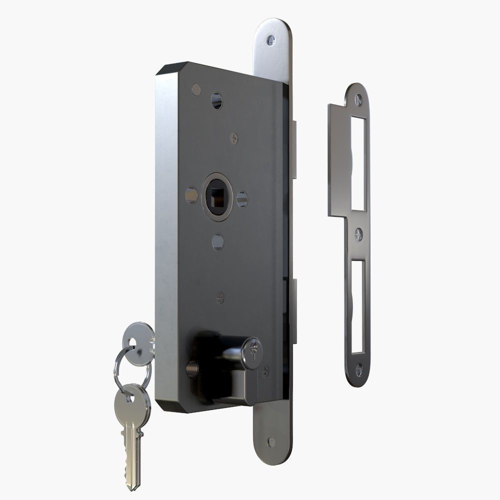 Euro Profile Cylinder Barrel Lock with keys 3D model_2