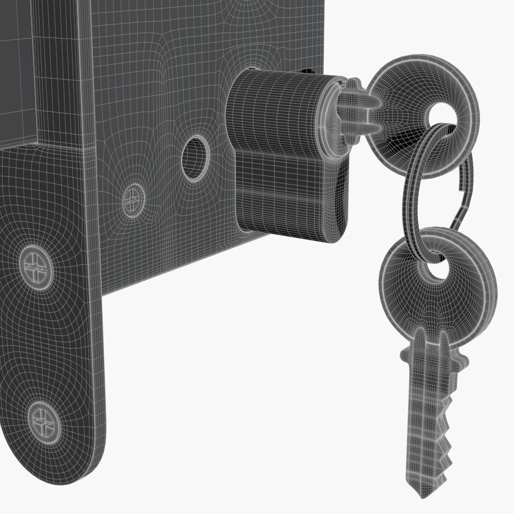 Euro Profile Cylinder Barrel Lock with keys 3D model_5