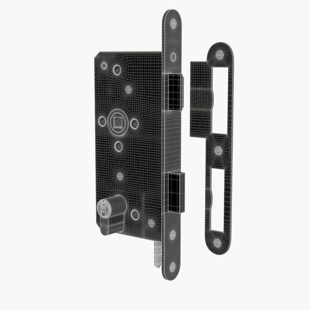 Euro Profile Cylinder Barrel Lock with keys 3D model_4