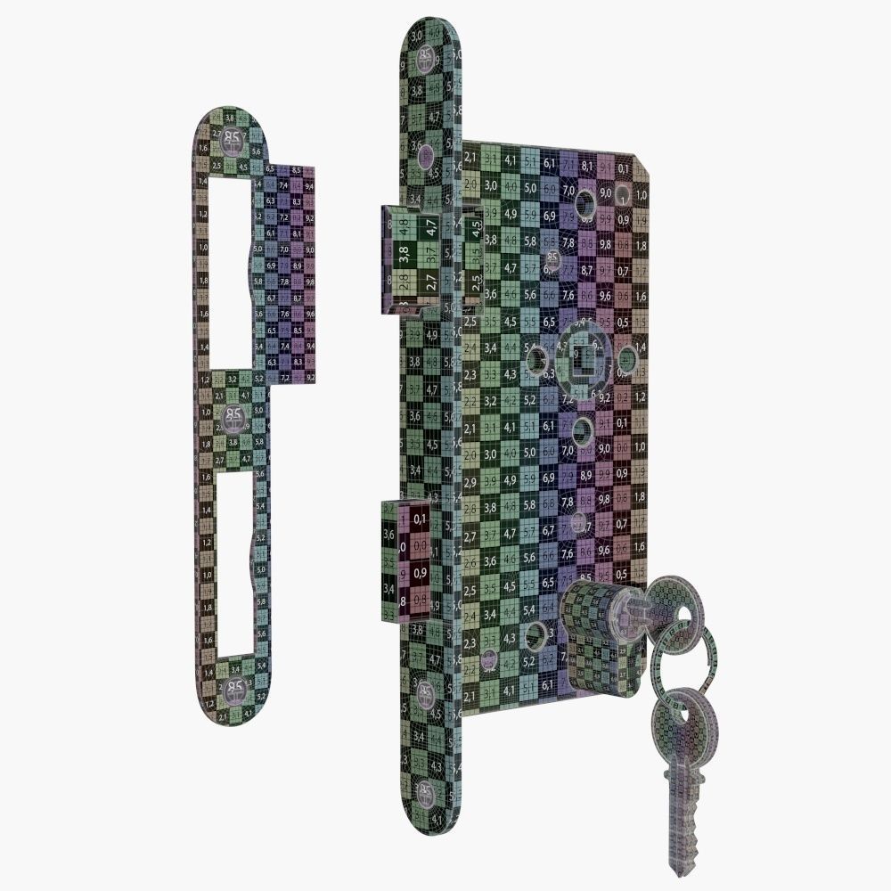 Euro Profile Cylinder Barrel Lock with keys 3D model_6