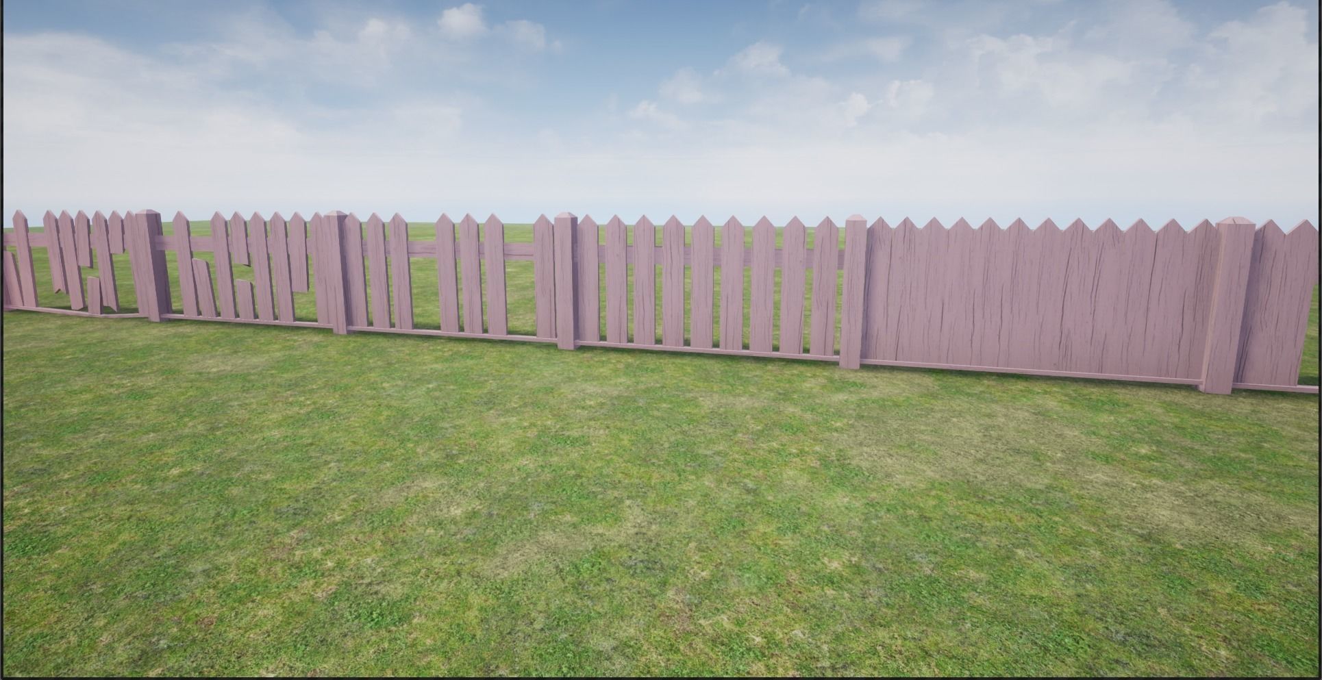 Modular Wooden Fence Low-poly 3D model_9