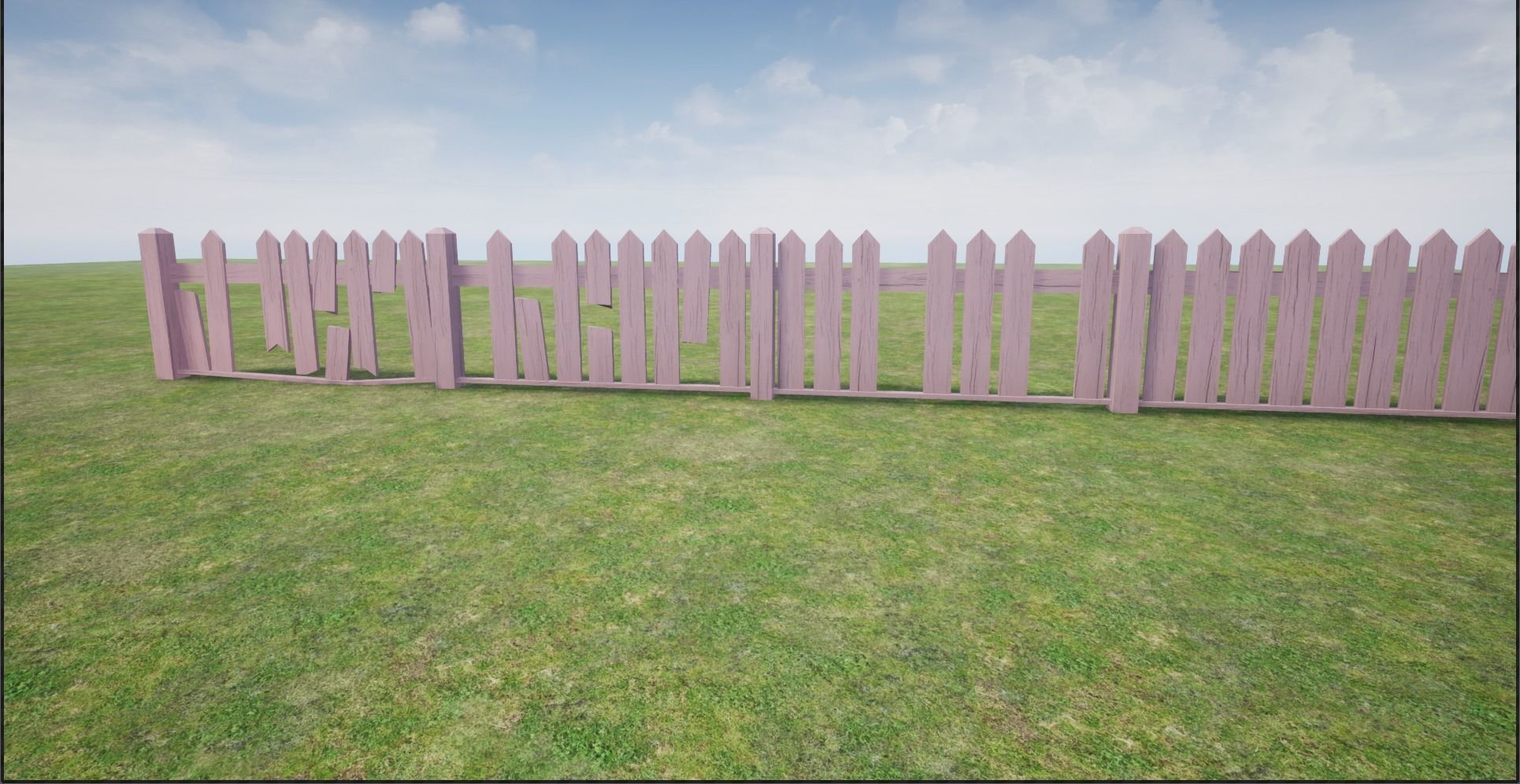 Modular Wooden Fence Low-poly 3D model_5