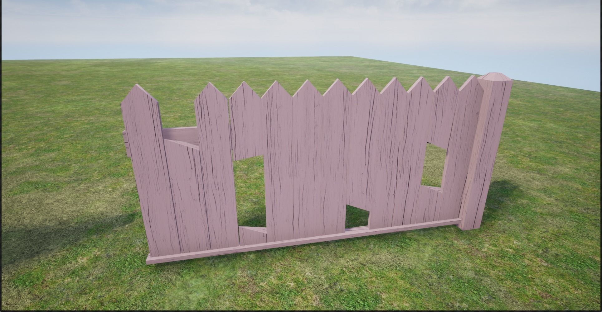 Modular Wooden Fence Low-poly 3D model_14