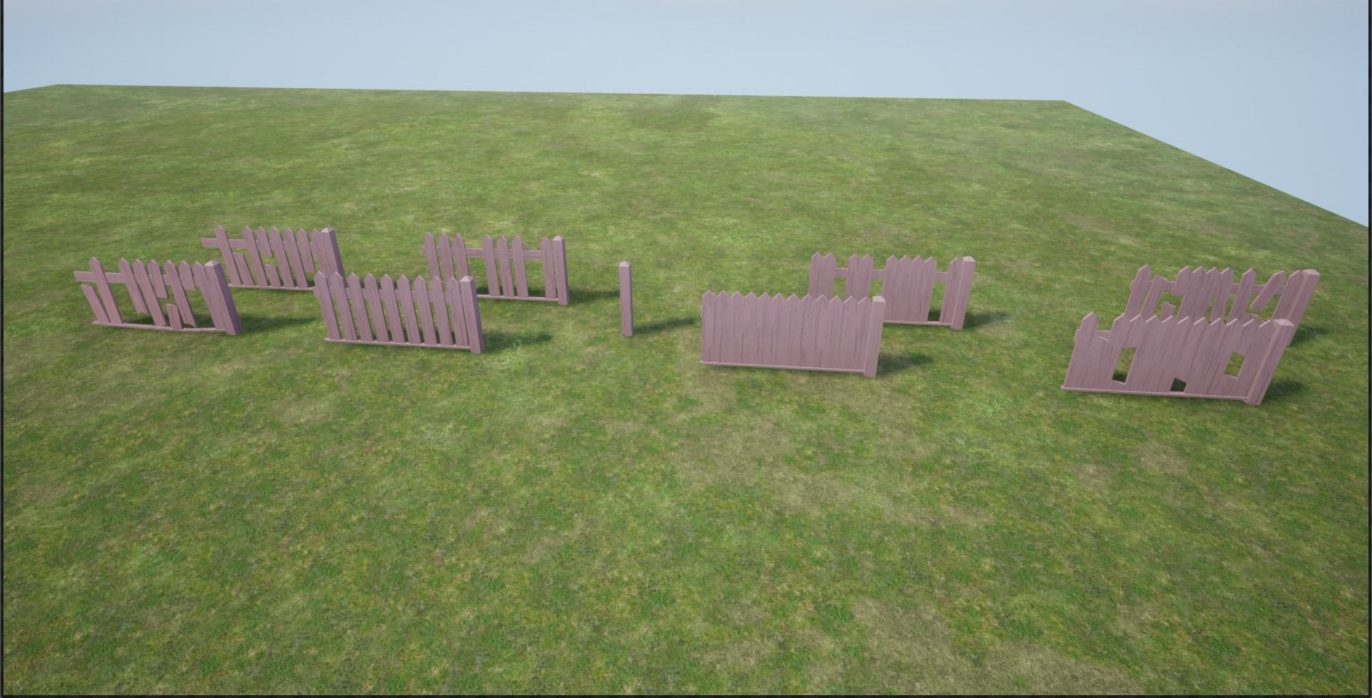 Modular Wooden Fence Low-poly 3D model_2