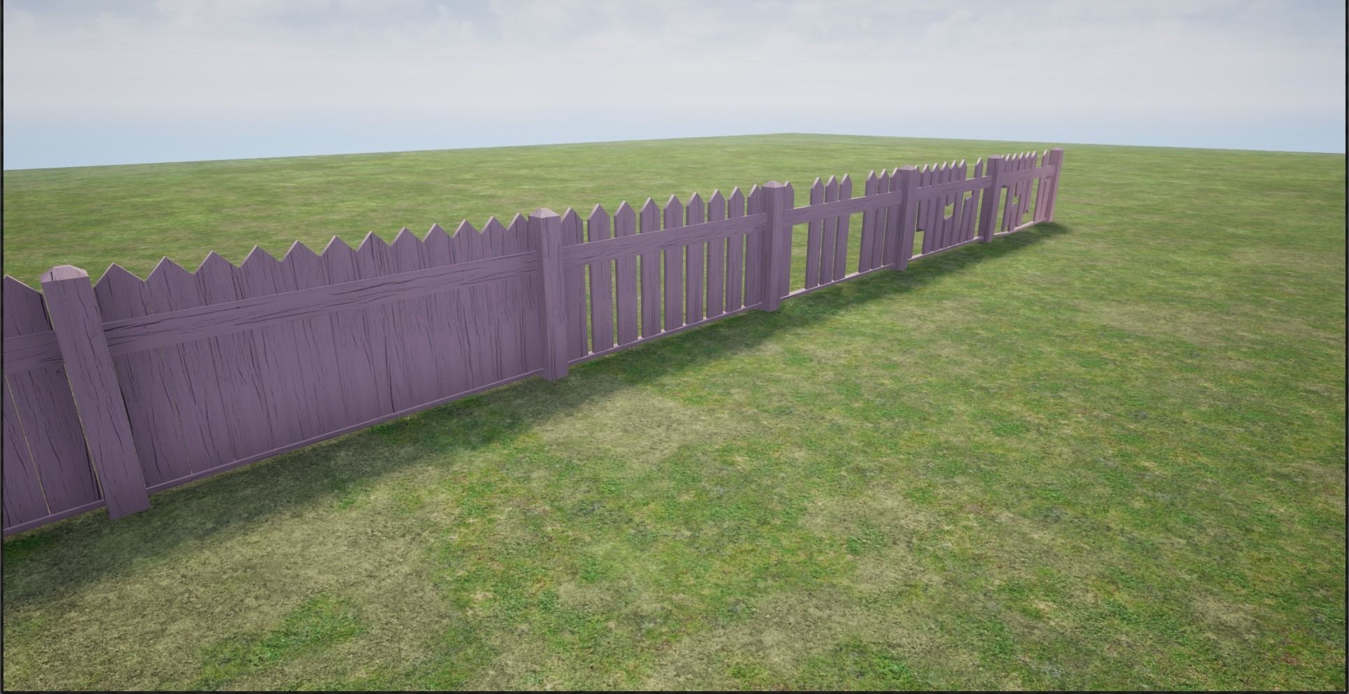 Modular Wooden Fence Low-poly 3D model_10