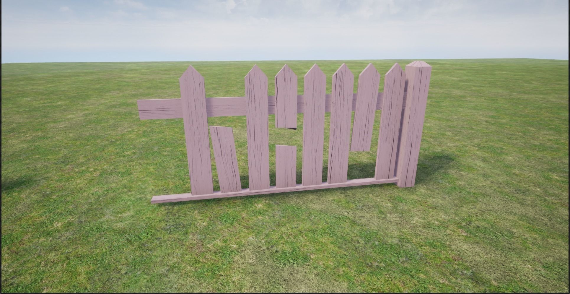 Modular Wooden Fence Low-poly 3D model_18