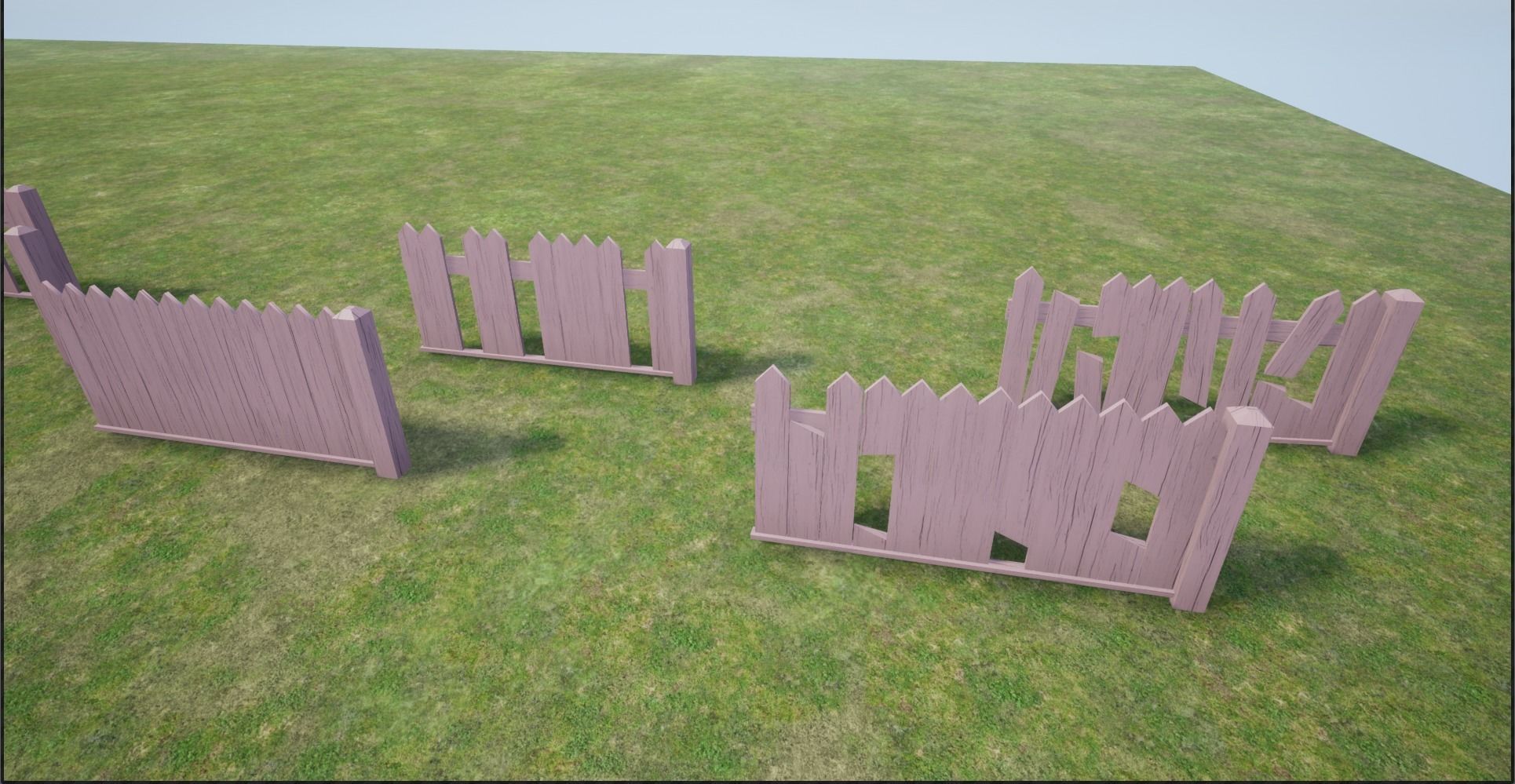 Modular Wooden Fence Low-poly 3D model_4