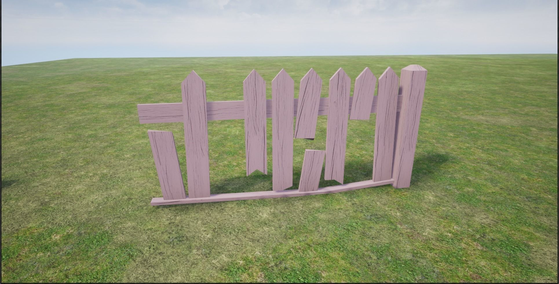 Modular Wooden Fence Low-poly 3D model_19