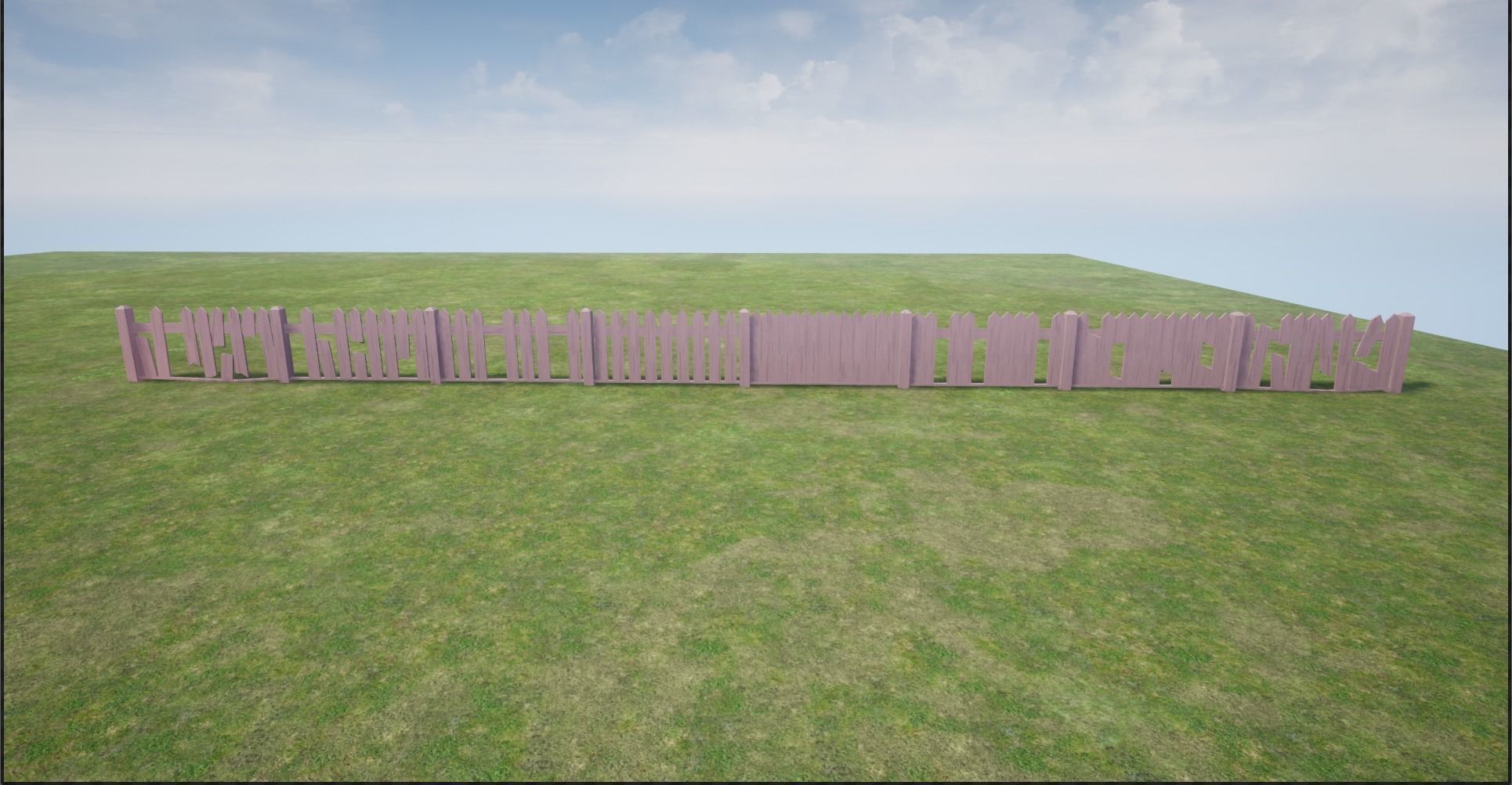 Modular Wooden Fence Low-poly 3D model_8