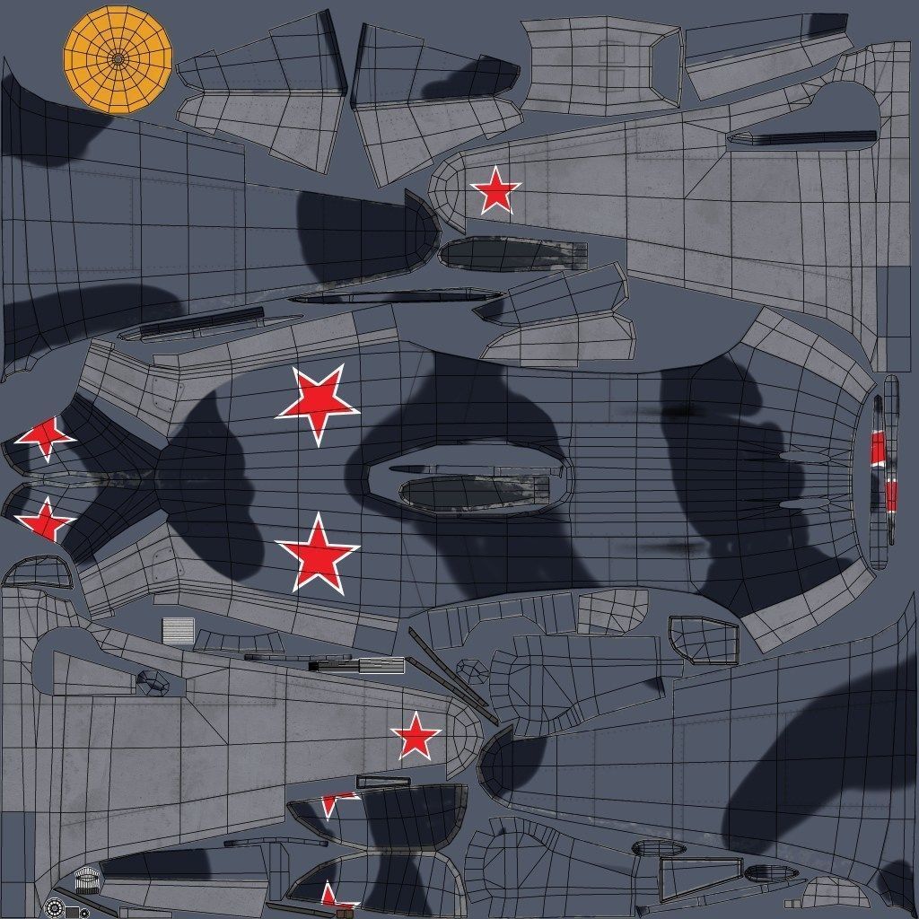 Yak-3 spitfire fighter plane - spitfire fighter plane Low-poly 3D model_15