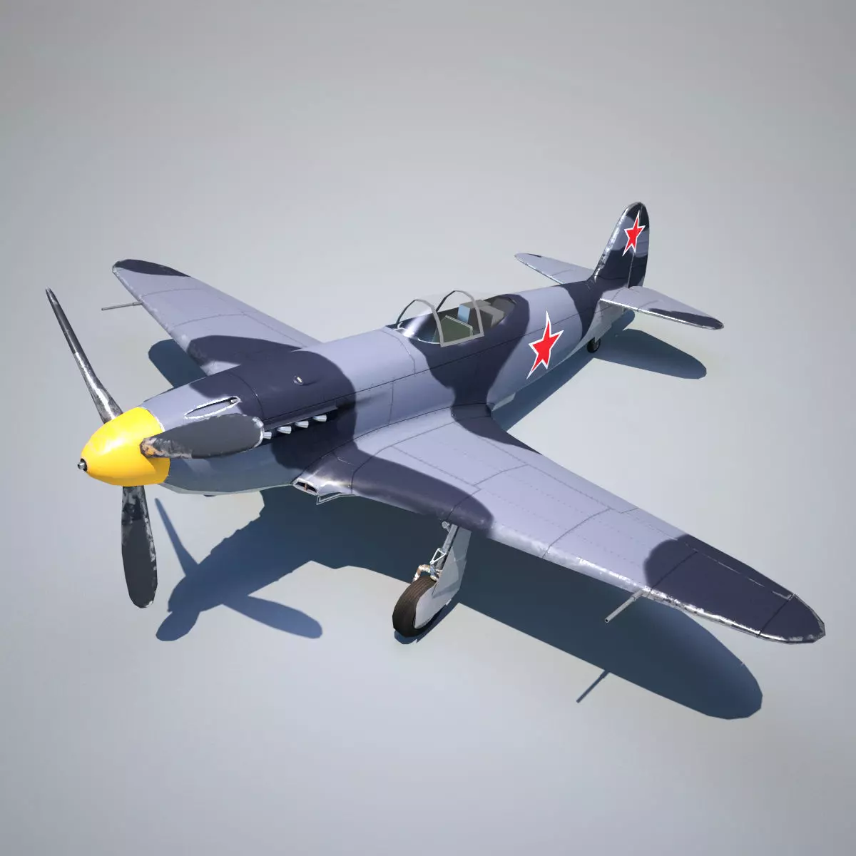 Yak-3 spitfire fighter plane - spitfire fighter plane Low-poly 3D model_0