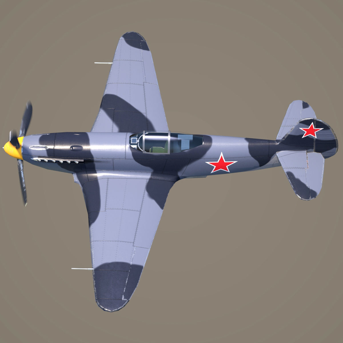 Yak-3 spitfire fighter plane - spitfire fighter plane Low-poly 3D model_8
