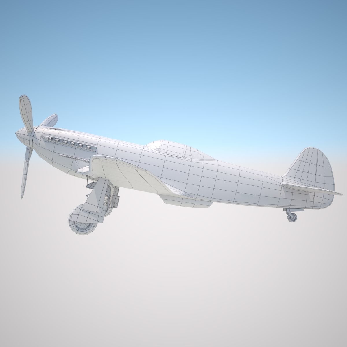 Yak-3 spitfire fighter plane - spitfire fighter plane Low-poly 3D model_14