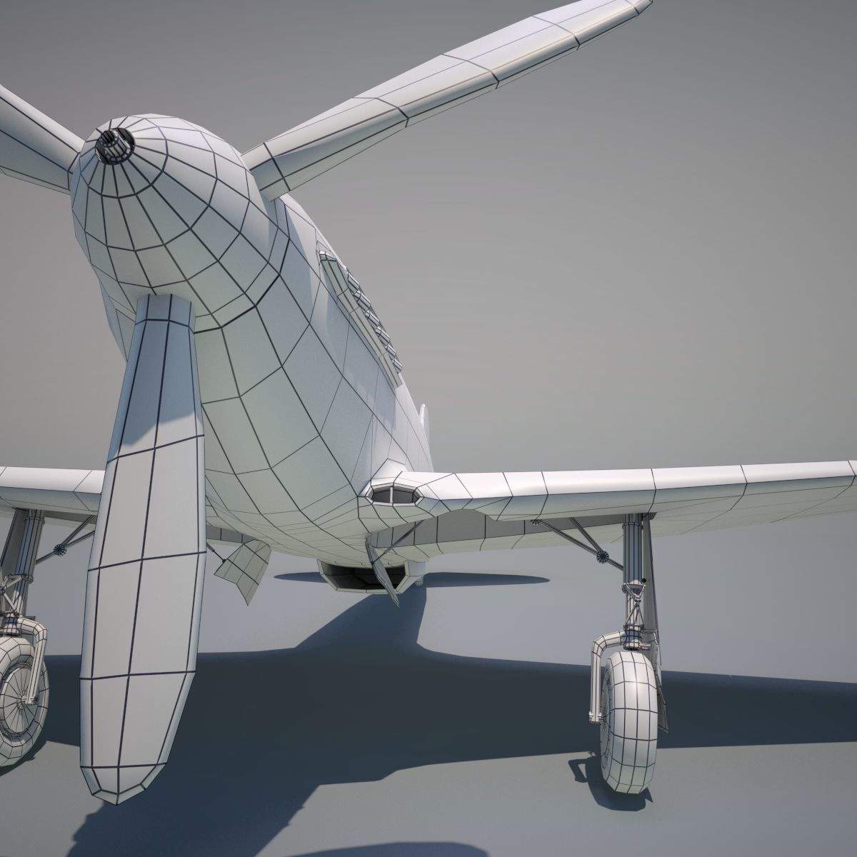 Yak-3 spitfire fighter plane - spitfire fighter plane Low-poly 3D model_13