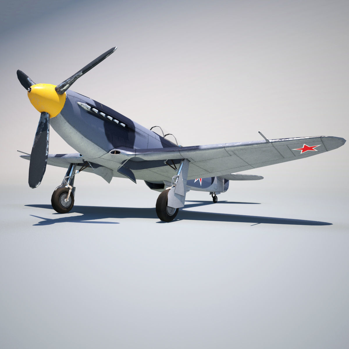 Yak-3 spitfire fighter plane - spitfire fighter plane Low-poly 3D model_5