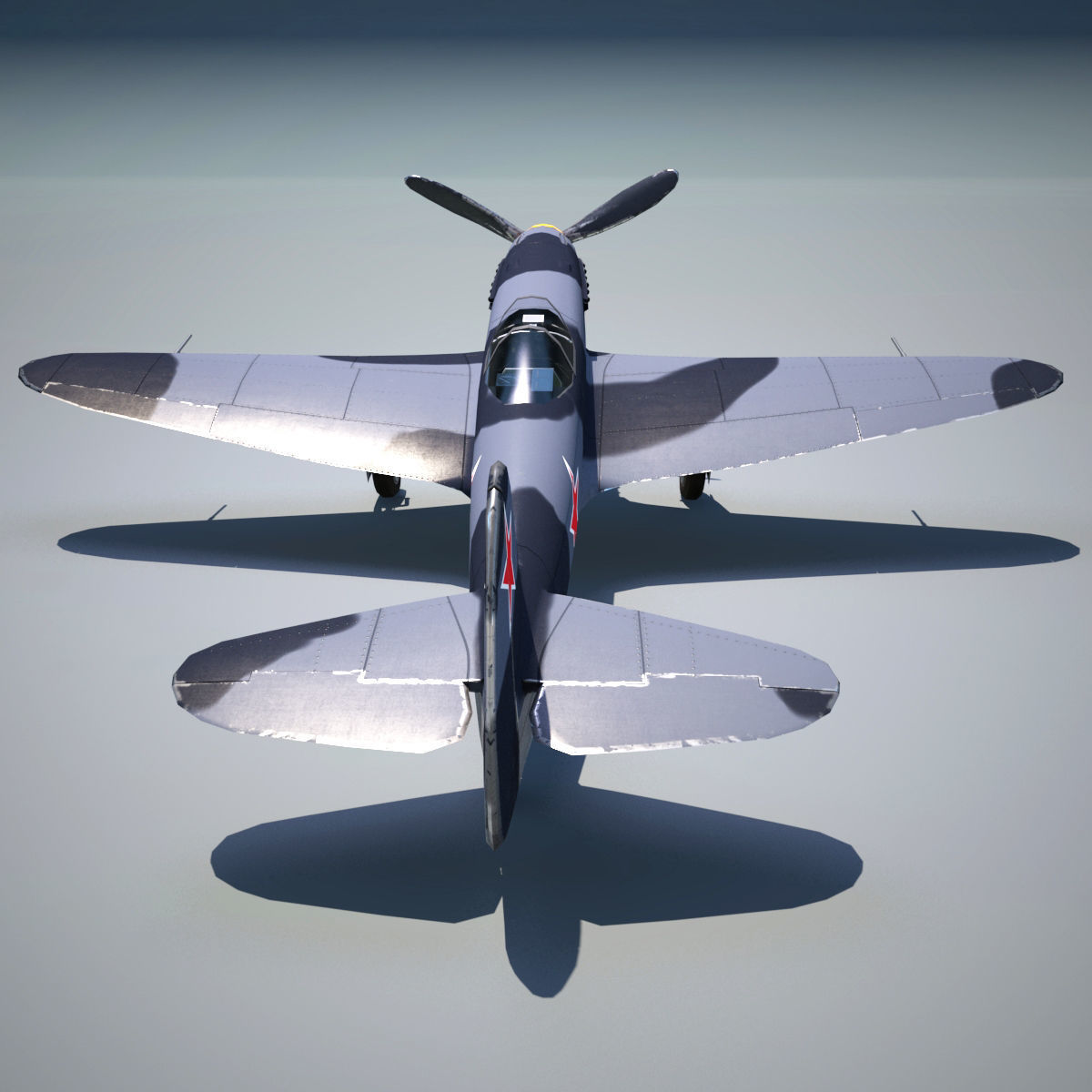 Yak-3 spitfire fighter plane - spitfire fighter plane Low-poly 3D model_4