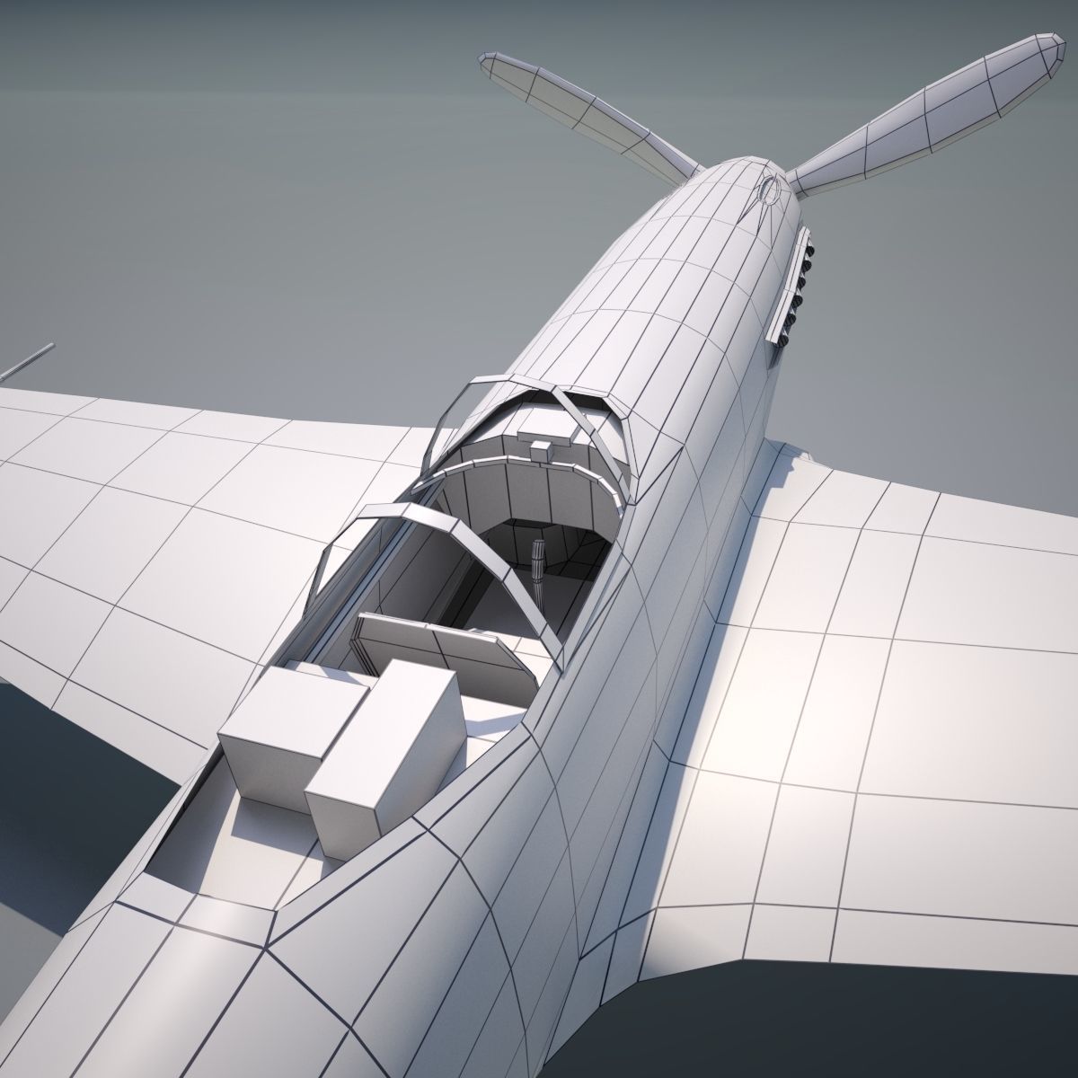 Yak-3 spitfire fighter plane - spitfire fighter plane Low-poly 3D model_12