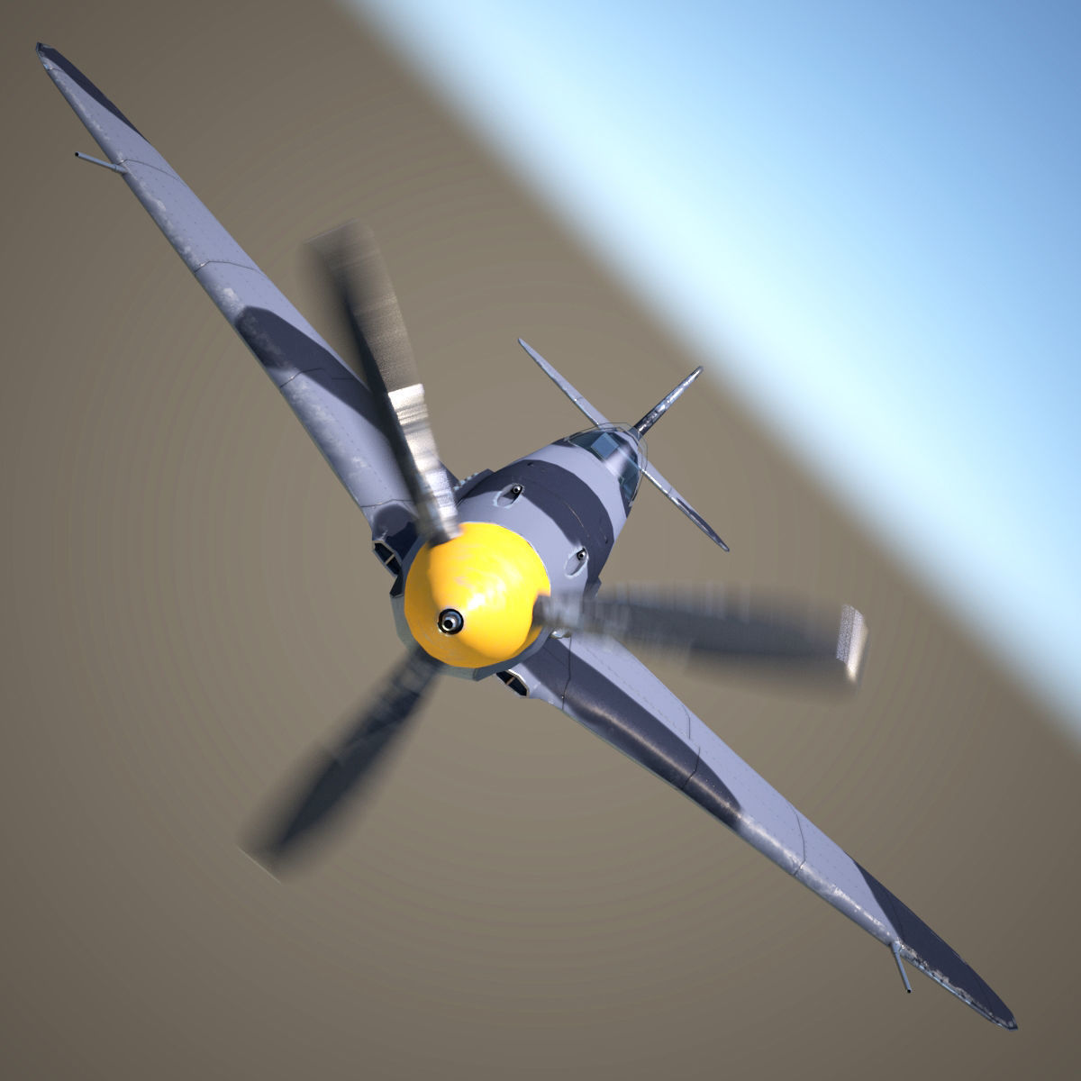 Yak-3 spitfire fighter plane - spitfire fighter plane Low-poly 3D model_6