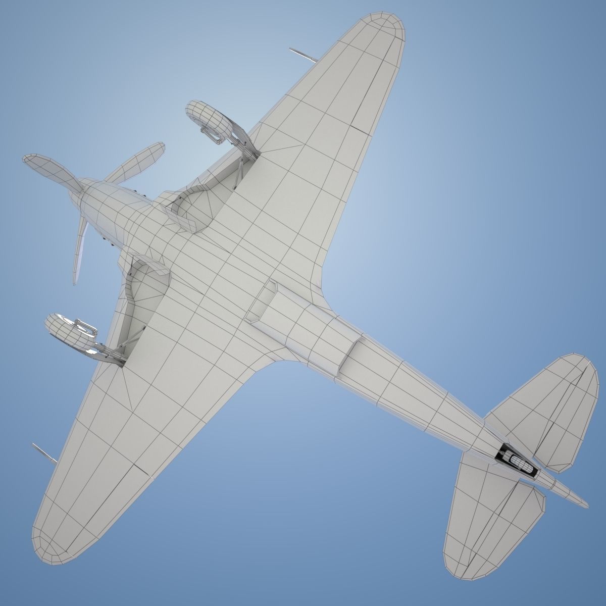 Yak-3 spitfire fighter plane - spitfire fighter plane Low-poly 3D model_11