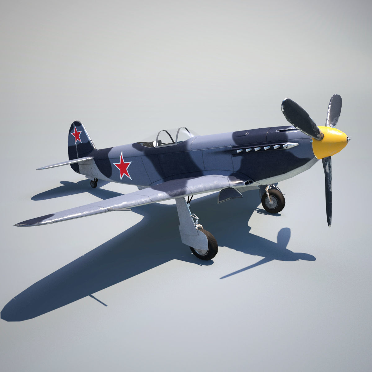Yak-3 spitfire fighter plane - spitfire fighter plane Low-poly 3D model_2