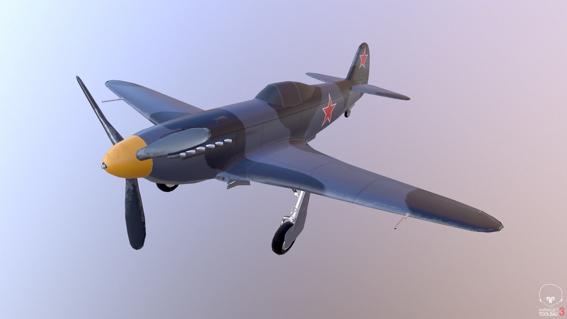 Yak-3 spitfire fighter plane - spitfire fighter plane Low-poly 3D model_19