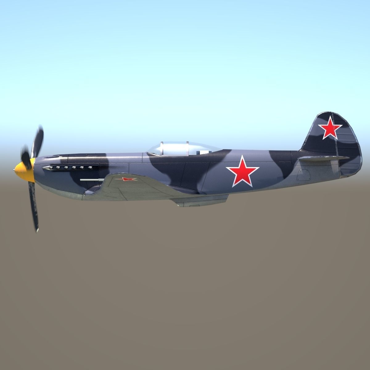 Yak-3 spitfire fighter plane - spitfire fighter plane Low-poly 3D model_9