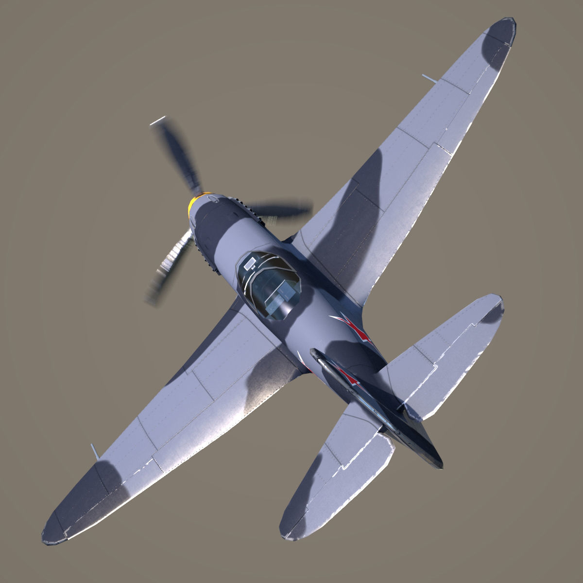 Yak-3 spitfire fighter plane - spitfire fighter plane Low-poly 3D model_7