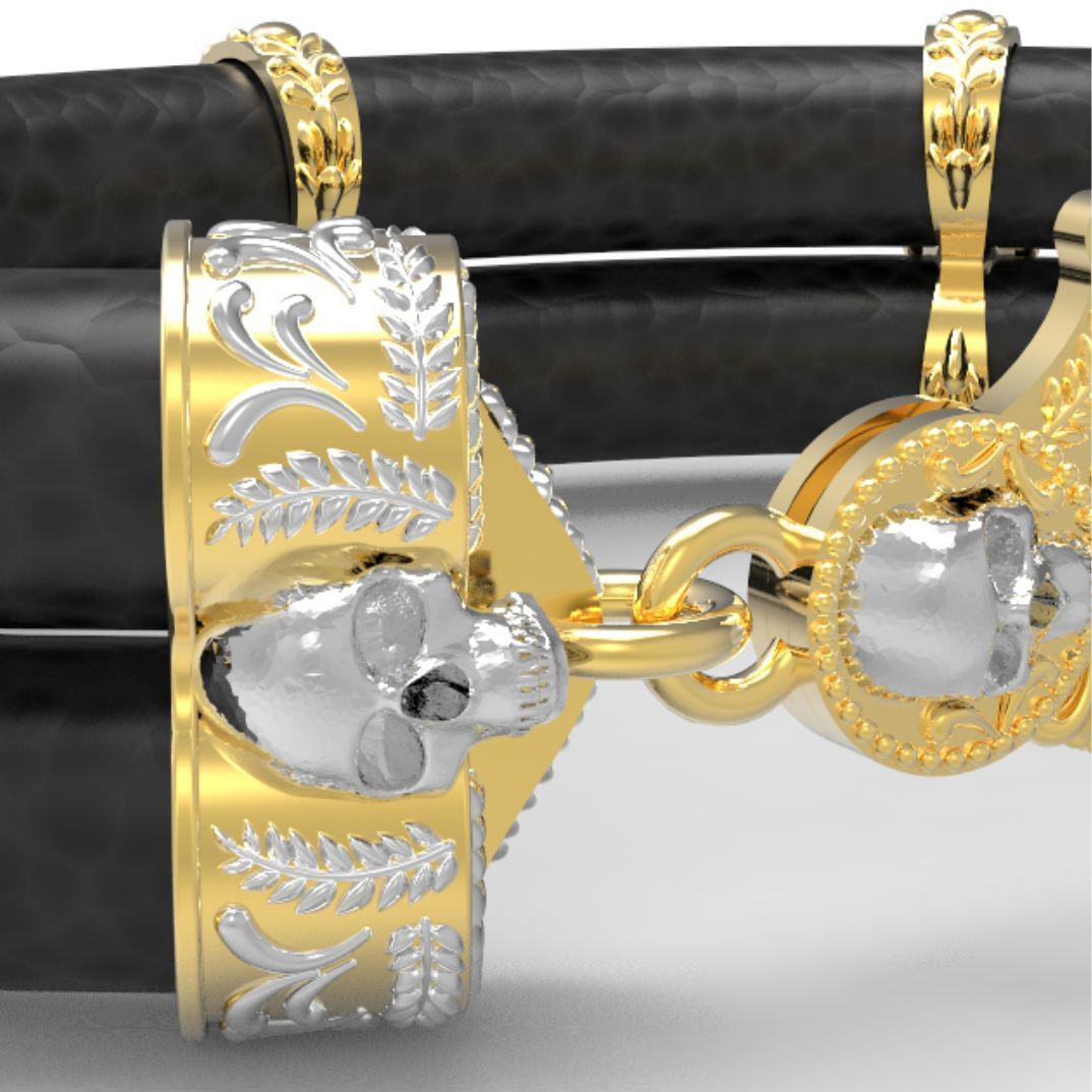 Bracelet and lock skull and pattern 3D print model_2